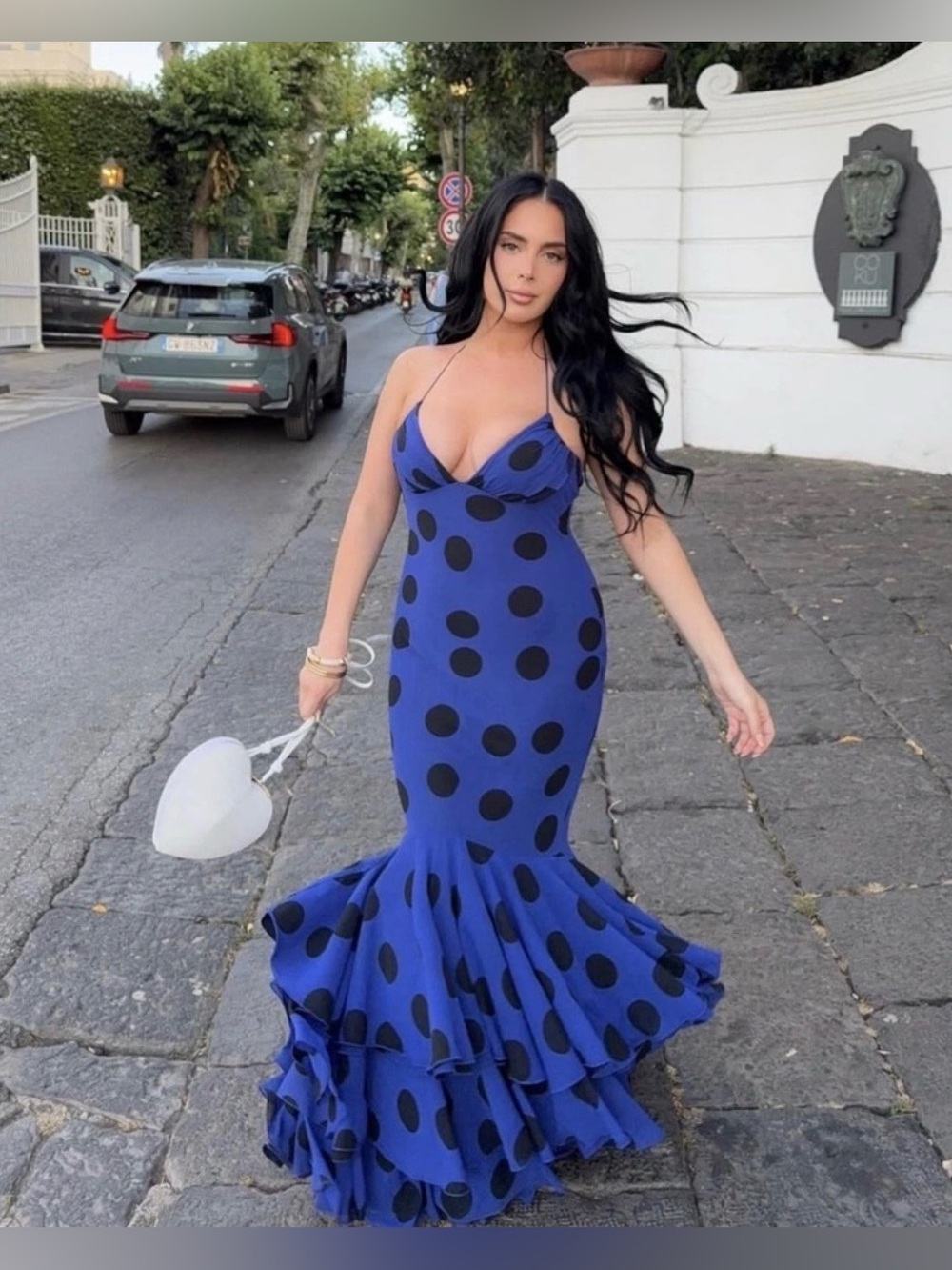 ZARA ~ Polka Dot Ruffle Long Dress - Picture 11 of 17